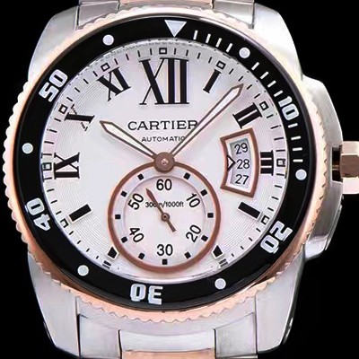 SA급 까르띠에 남성용 칼리브 드 까르띠에 다이버 화이트 다이얼 CAR0051 xx