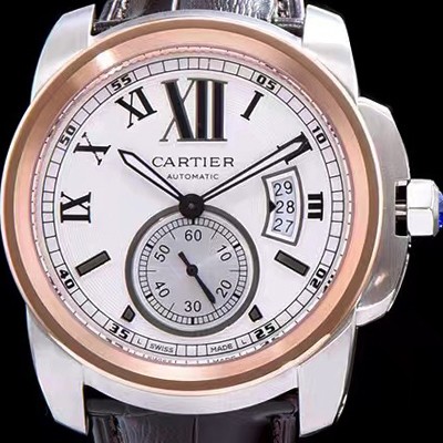 SA급 까르띠에 남성용 칼리브 드 까르띠에 W7100039 18k 로즈골드 베젤 화이트 다이얼 오토매틱 무브먼트 CAR0100 xx