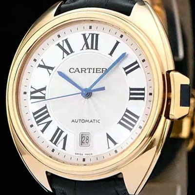SA급 까르띠에 남성용 최신버전!! 끌레 드 까르띠에 WGCL0002 18K 옐로우골드 케이스 실버 플렝케 다이얼 오토매틱 무브먼트 CAR0121 xx