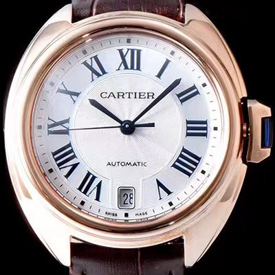 SA급 까르띠에 남성용 끌레 드 까르띠에 WGCL0004 18K 로즈골드 케이스 실버 플렝케 다이얼 오토매틱 무브먼트 CAR0541 xx