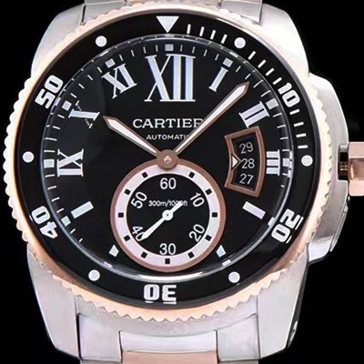 SA급 까르띠에 남성용 칼리브 드 까르띠에 다이버 블랙 다이얼 오토매틱 무브먼트 CAR0103 xx