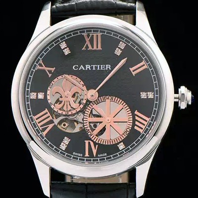 SA급 까르띠에 남성용 로통드 드 까르띠에 오토매틱 42mm 블랙다이얼 CAR0043 xx