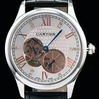 SA급 까르띠에 남성용 로통드 드 까르띠에 오토매틱 42mm 화이트다이얼 CAR0040 xx