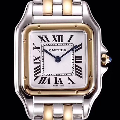 SA급 까르띠에 여성용 NEW 쿼츠 타입 팬더 드 까르띠에 워치 W2PN0007 미듐 모델 18K 옐로우 골드&스틸 케이스 화이트 다이얼 브레이슬릿 스위스 쿼츠 무브먼 CAR4045 xx