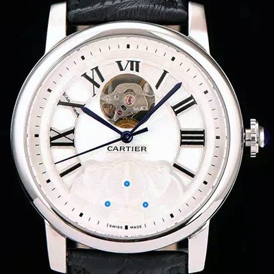 SA급 까르띠에 남성용 로통드 드 까르띠에 오토매틱 시리즈 화이트다이얼 CAR0001 xx