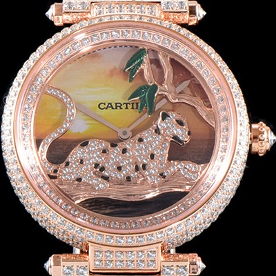 SA급 까르띠에 남성용 팬더 오 끌레르 드 륀 드 까르띠에 워치!! HPI00970 매뉴팩처 다이얼 브릴리언트 컷 다이아몬드 18K 로즈골드 스위스 쿼츠 무브먼 CAR4040 xx