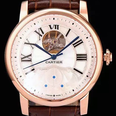 SA급 까르띠에 남성용 로통드 드 까르띠에 오토매틱 시리즈 화이트다이얼 CAR0026 xx