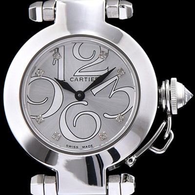 SA급 까르띠에 남성용 파샤 화이트 실버 다이얼 스위스 쿼츠 무브먼트 CAR0502 xx