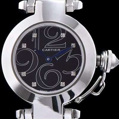 SA급 까르띠에 남성용 파샤 블랙다이얼 스위스 쿼츠 무브먼트 CAR0504 xx