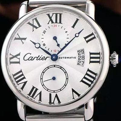 SA급 까르띠에 남성용 롱드더 까르띠에 서브 세컨즈 물결무늬 실버 다이얼 블랙 로마 인덱스 스위스 ETA 2824-A2오토매틱 무브먼 CAR0335 xx