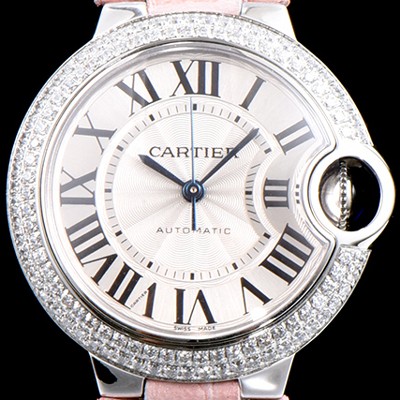 SA급 까르띠에 여성용 발롱블루 WE902067 33mm 다이아몬드 베젤 화이트 다이얼 오토매틱 무브먼트 CAR0500 xx
