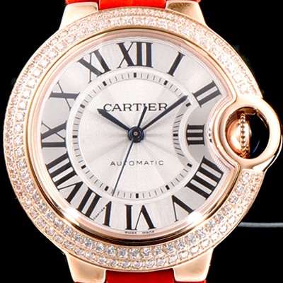 SA급 까르띠에 여성용 발롱블루 WE902066 18K 로즈골드 33mm 다이아몬드 베젤 화이트 다이얼 오토매틱 무브먼트 CAR0504 xx