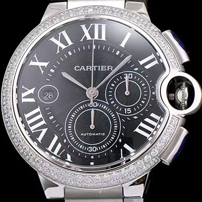 SA급 까르띠에 남성용 발롱블루 드 까르띠에 WE902001블랙 다이얼 크로노그래프 7750-2 오토매틱 무브먼트 CAR0113 xx