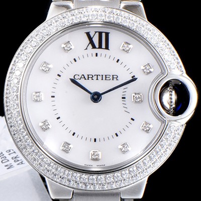 SA급 까르띠에 여성용 발롱블루 2019신상 33mm 화이트 큐빅다이얼 쿼츠 무브먼트 CAR0534 xx