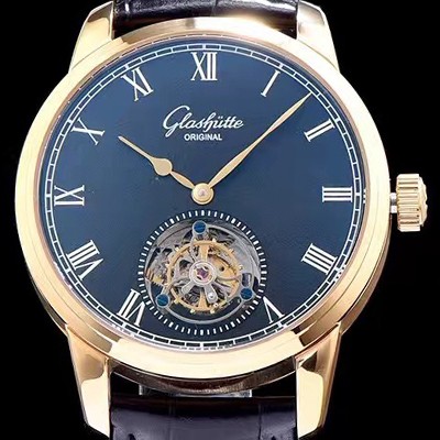 SA급 글라슈테 오리지날 남성용 글라슈테 블랙 다이얼 투어빌론 무브먼트 GLA4241 xx