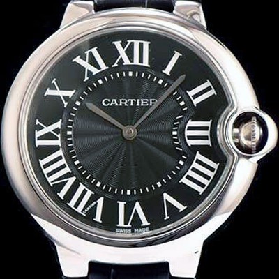 SA급 까르띠에 남성용 발롱블루 WE902056 블랙 다이얼 블랙 레더스트랩 CAR0035 xx