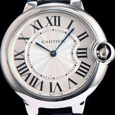 SA급 까르띠에 남성용 발롱블루 WE902056 화이트 다이얼 블랙 레더스트랩 CAR0030 xx