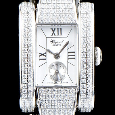 SA급 쇼파드 여성용 라 스트라다 스위스 쿼츠 화이트 쥬얼리 베젤 실버다이얼 CHO0415 xx