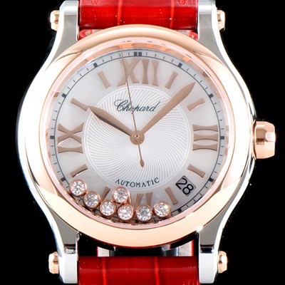 SA급 쇼파드 여성용 베스트셀러!!해피 스포츠 278559-6008 36MM 스테인리스 스틸 다이아몬드UP!! 고급스러운 18K로즈골드 투톤콤비 화이트 다이얼 오토매틱 무브먼트 CHO0243 xx