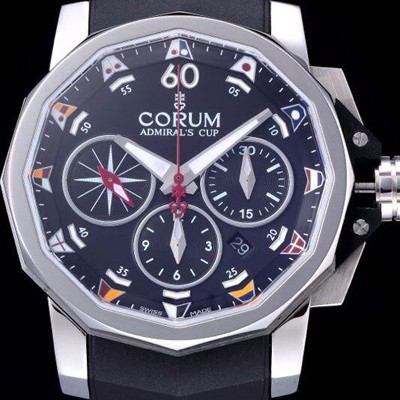 SA급 코럼 남성용 어드미럴컵 첼린져 44 스핏 세컨즈 블랙다이얼 COR022 xx