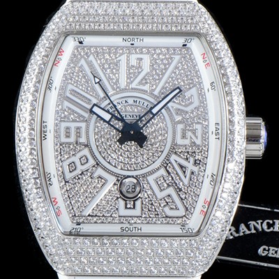 SA급 프랭크 뮬러 남성용 마스터 컴플리케이션 V45 SC DT YACHTING 5N 뱅가드 요팅!! 일본산 최상급 퀄리티의 쥬얼셋팅 케이스 다이아몬드 풀 셋팅 다이얼 스위스 ETA 2824-A2오토매틱 FRA0410 xx