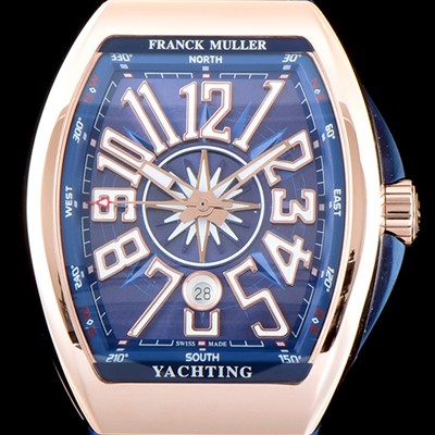 SA급 프랭크 뮬러 남성용 마스터 컴플리케이션 V45 SC DT YACHTING 5N 뱅가드 요팅!! 고급스러운 18K로즈골드 케이스 블루 다이얼 스위스 ETA 2824-A2오토매틱 FRA0401 xx