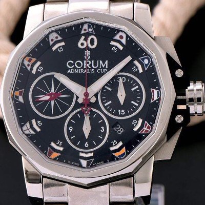 SA급 코럼 남성용 어드미럴 컵 첼린져 44 크로노그래프 블랙다이얼 COR012 xx