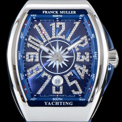 SA급 프랭크 뮬러 남성용 마스터 컴플리케이션 V 45 SC DT YACHTING 5N 뱅가드 요팅!! 다이아몬드 셋팅 인덱스 블루 다이얼 스위스 ETA 2824-A2오토매틱 FRA0455 xx