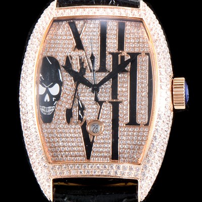 SA급 프랭크 뮬러 남성용 인피니티 2267 QZ COL DRM 스컬 워치!! 풀 다이아셋팅 18k 로즈골드 오토매틱 무브먼트 FRA0400 xx