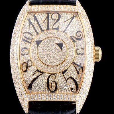 SA급 프랭크 뮬러 남성용 화려함 극대화!!카사블란카 7850 DM D CD 더블 미스터리 최상급 퀄리티 쥬얼 옐로우골드 다이아몬드 풀 셋팅 스위스 ETA 2824-A2 오토매틱 무브먼트 FRA0430 xx