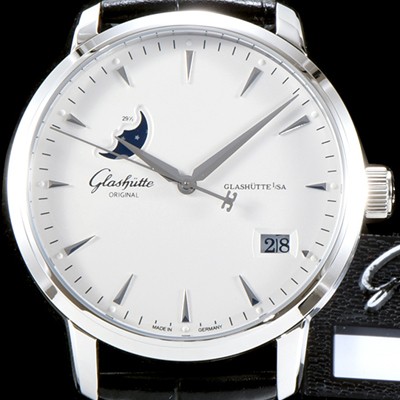 SA급 글라슈테 오리지날 남성용 세나토 1-36-04-05-02-02 클래식 문페이즈 up!! 화이트 다이얼 (기계식 자동)오토매틱 무브먼트 GLA4210 xx