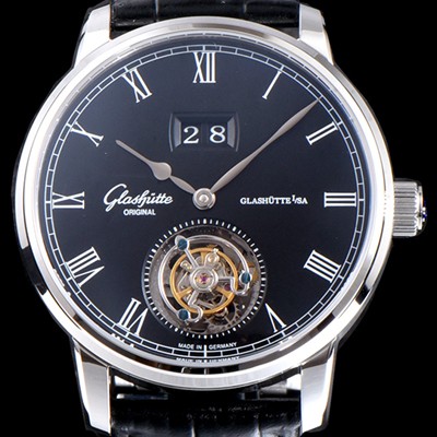 SA급 글라슈테 오리지날 남성용 세나토 1-94-03-04-04-04 데이트 투르비옹 블랙 다이얼 아시안 투어빌론 탑재 무브먼트 GLA4221 xx