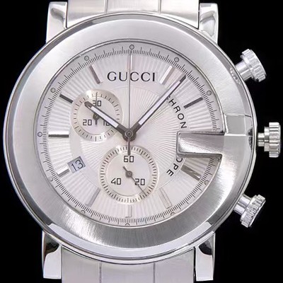 SA급 구찌 남성용 G-크로노 177890 I1630 8462 크로노스카프 G 모양 베젤 화이트 텍스쳐 다이얼 브레이슬릿 스위스 쿼츠 무브먼트 GUC4241 xx