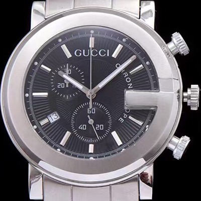 SA급 구찌 남성용 G-크로노 177890 I1630 8462 크로노스카프 G 모양 베젤 블랙 텍스쳐 다이얼 브레이슬릿 스위스 쿼츠 무브먼트 GUC4240 xx