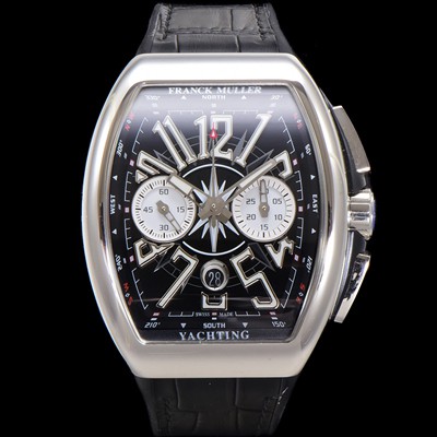 SA급 프랭크뮬러 남성용 뱅가드 오토매틱 크로노그래프 7750 타입 44mm 가죽줄 블랙 다이얼 fra8243 xx