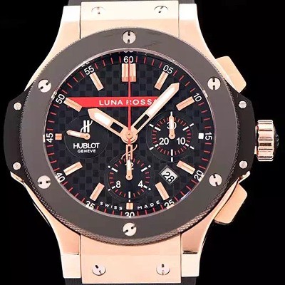 SA급 휴블렛 남성용 빅뱅 루나 로사 리미티드 에디션 블랙다이얼 HUB0405 xx