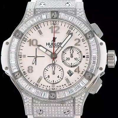 SA급 휴블렛 남성용 빅뱅 화이트실버 다이아몬드 퍼펙트버젼 화이트다이얼 HUB0400 xx