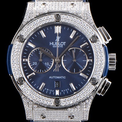 SA급 휴블렛 남성용 클레식 퓨전 521.NX.1171.LR.1104 최상급 쥬얼 다이아몬드 세팅 크로노그래프 블루 다이얼 오토매틱 무브먼트 HUB0201 xx