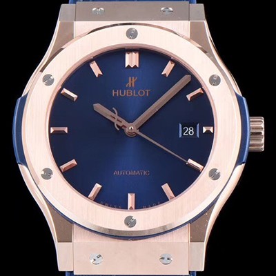 SA급 휴블렛 남성용 클레식 퓨전 511.OX.7180.LR 데일리워치 심플하고 클래식한 타입!! 18k 로즈골드 케이스 블루 썬더스트 다이얼 블루 레더스트랩 오토매틱 무브먼트 HUB0240 xx