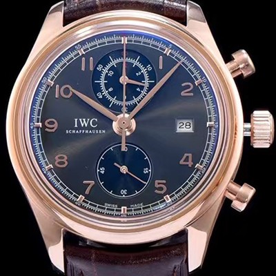 SA급 아이더블유씨 남성용 포루투기즈 칼리버 IW390402 클래식 모델 18k 로즈골드 크로노그래프 진 그레이 다이얼 오토매틱 무브먼트 IWC0144 xx