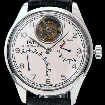 SA급 아이더블유씨 남성용 포르투기즈 투어빌론 화이트 다이얼 IWC0450 xx