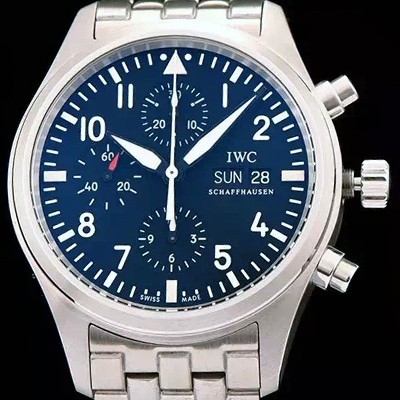SA급 아이더블유씨 남성용 파일럿 크로노 오토메틱 스테인레스 스틸 블랙다이얼 IWC0401 xx
