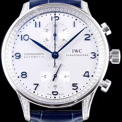 SA급 아이더블유씨 남성용 포르투기즈 쥬얼버젼 오토메틱 크로노그래프 다이아몬드 화이트 다이얼 IWC4244 xx