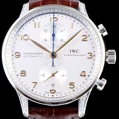 SA급 아이더블유씨 남성용 포르투기즈 쥬얼버젼 오토메틱 크로노그래프 다이아몬드 화이트 다이얼 IWC4204 xx