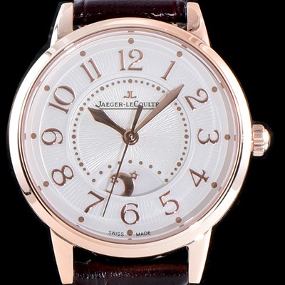 SA급 예거르꿀르뜨 남성용 랑데부 나잇&데이 3442440 미디엄 레이디 워치!! 고급스러운 18K로즈골드 케이스 문페이즈 화이트 기요셰 다이얼 오토매틱 무브먼트 JAG0454 xx