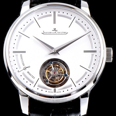 SA급 예거르쿨트르 남성용 마스터 울트라 씬 1313520 미닛 리피터 플라잉 투르비옹 화이트 다이얼 아시안 투어빌론 탑재 무브먼트 JAG0412 xx