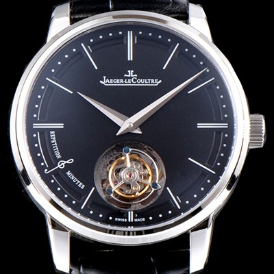 SA급 예거르쿨트르 남성용 마스터 울트라 씬 1313520 미닛 리피터 플라잉 투르비옹 블랙 다이얼 아시안 투어빌론 탑재 무브먼트 JAG0414 xx