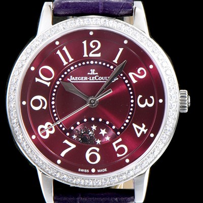 SA급 예거르꿀르뜨 남성용 랑데부 나잇&데이 3448460 레이디 워치 최상급 다이아몬드 세팅 문페이즈 레드 와인 다이얼 오토매틱 무브먼트 JAG0415 xx