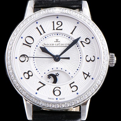 SA급 예거르꿀르뜨 남성용 랑데부 나잇&데이 3468421 레이디 워치 최상급 다이아몬드 세팅 문페이즈 화이트 텍스쳐드 다이얼 오토매틱 무브먼트 JAG0413 xx