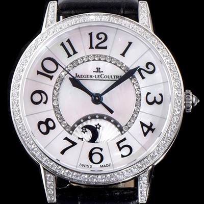 SA급 예거르꿀르뜨 남성용 랑데부 나잇&데이 3442440 레이디 워치 최상급 다이아몬드 세팅 문페이즈 자개 다이얼 오토매틱 무브먼트 JAG0410 xx